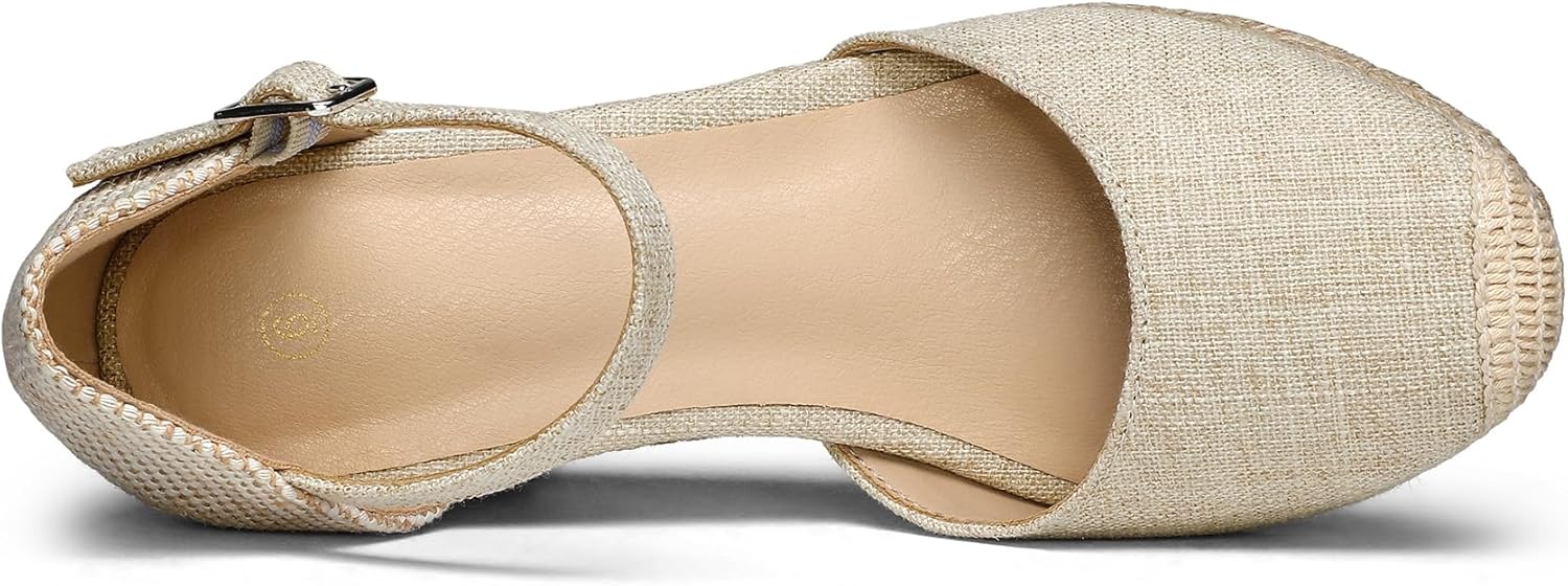 mysoft Women's Platform Espadrille Wedge Sandals Closed Toe Buckle Ankle Strap Comfortable Summer Shoes - Image 7
