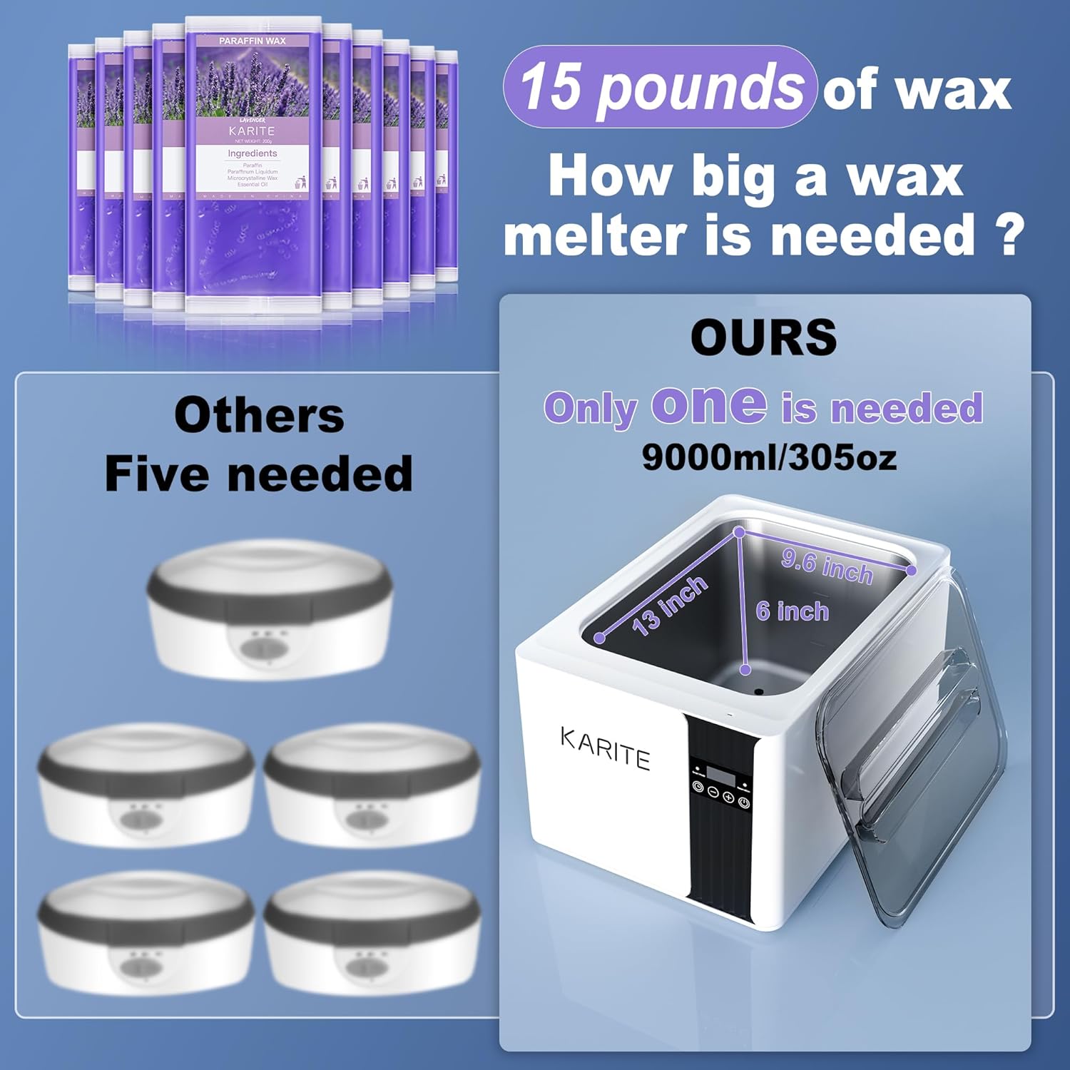 KARITE Paraffin Wax Machine for Hands and Feet, 9000ml Paraffin Wax Bath with Auto-Timer, Smart Mode, Precision Temperature Control, Paraffin Wax Warmer Kit with 26PCs Refills