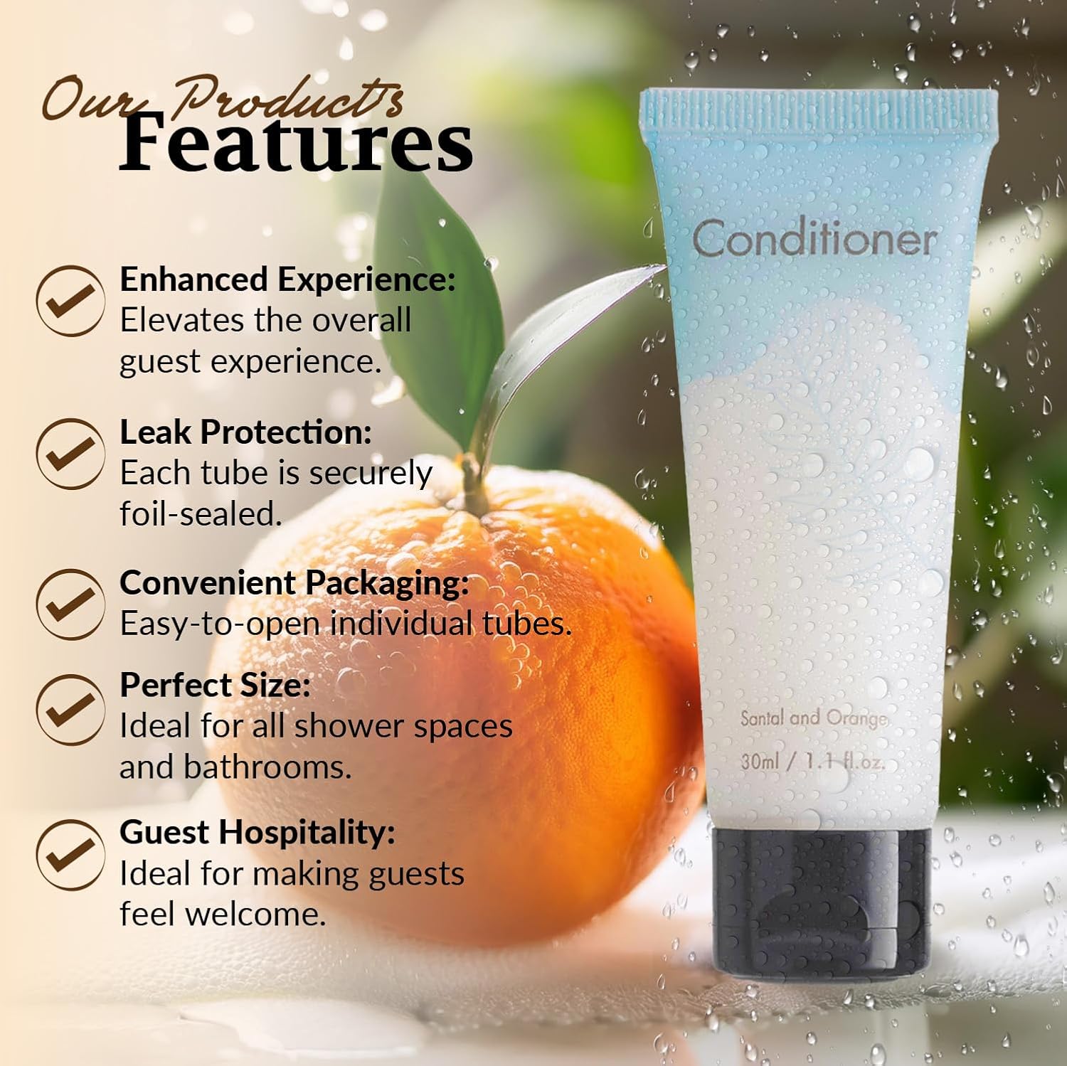 Double Sealed Hotel Conditioner Bulk 200 Pack Individually Wrapped Travel Size Conditioner Aloe and Green Tea Extract Infused Hotel Supplies and Toiletries for Guest