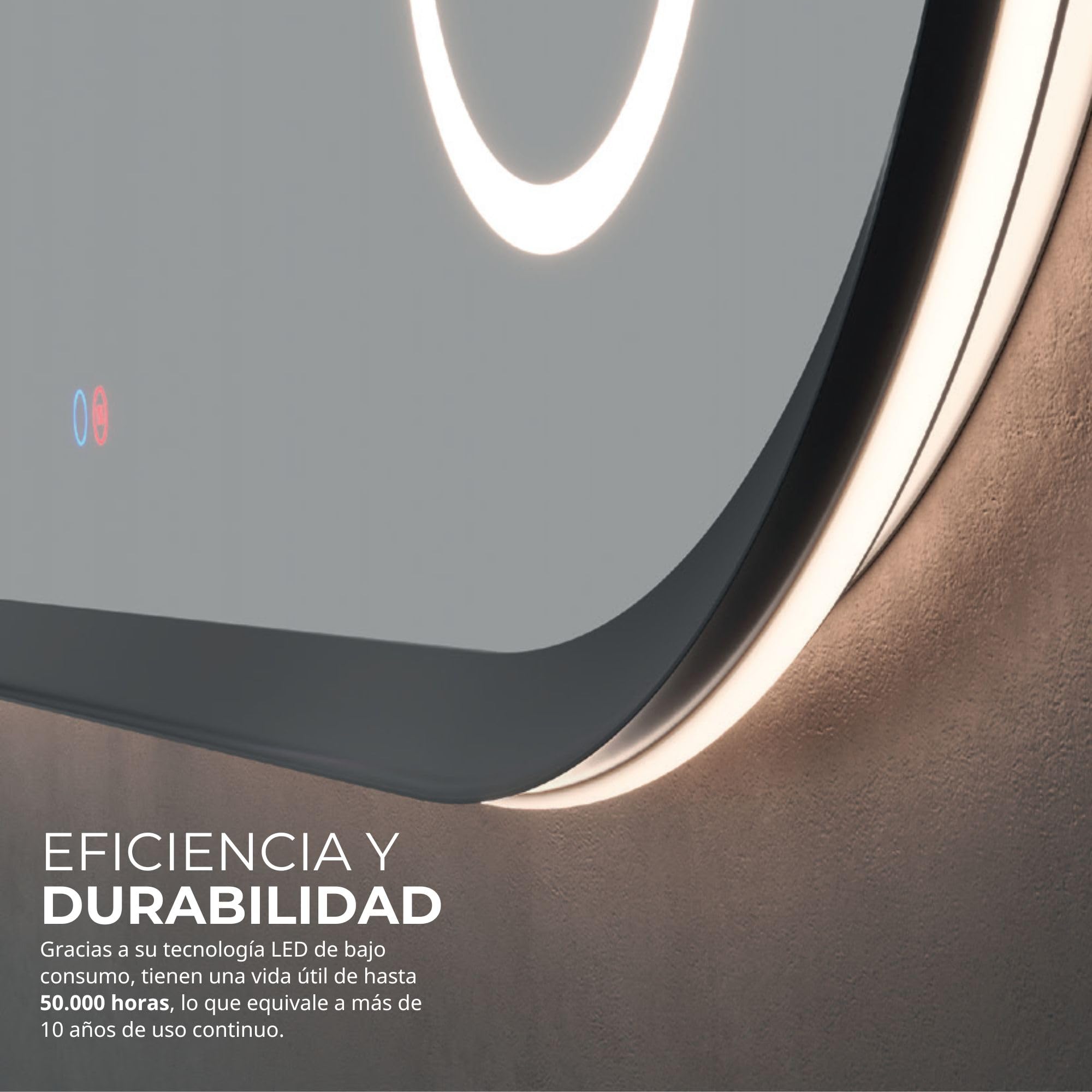NOLUXA LEDIMEX - Espejo Baño Retroiluminado 120x60cm con Luz LED, Antivaho y x3 de Aumento | Espejo Inteligente Ovalado con Luz Triled (Cálida, Neutra y Fría) | Serie Rimini | Color Moka
