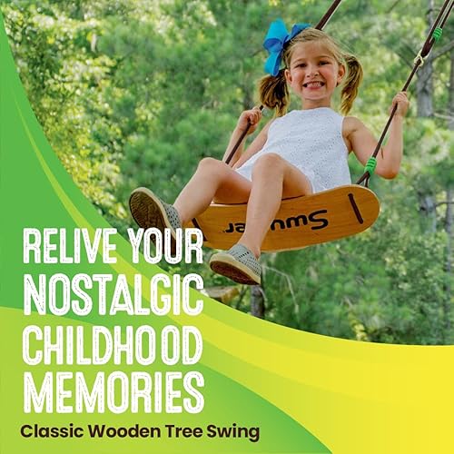 Miniatura 8 de Swurfer - Columpio para árbol, juegos de columpios para patio trasero, columpio al aire libre para niños, fácil instalación, columpio de madera de