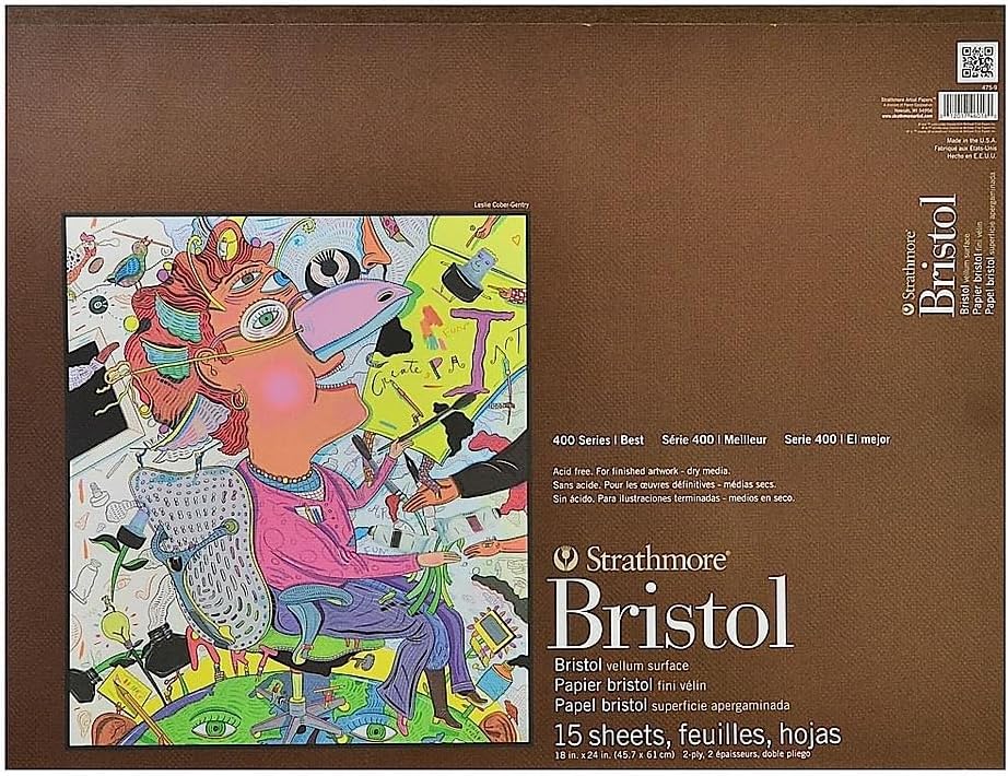 Strathmore 400 Series 18-inch x 24-inch Bristol Sketch Pad, 15 Sheets/Pad (70200)