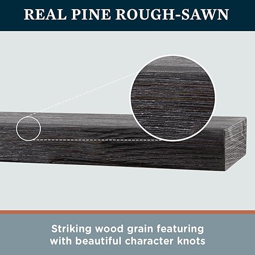 Miniatura 5 de Modern Ember Vara - Estante de madera para repisa, 48 pulgadas, ébano, 3 pulgadas de altura, variaciones en el grano y el desgaste natural, estante