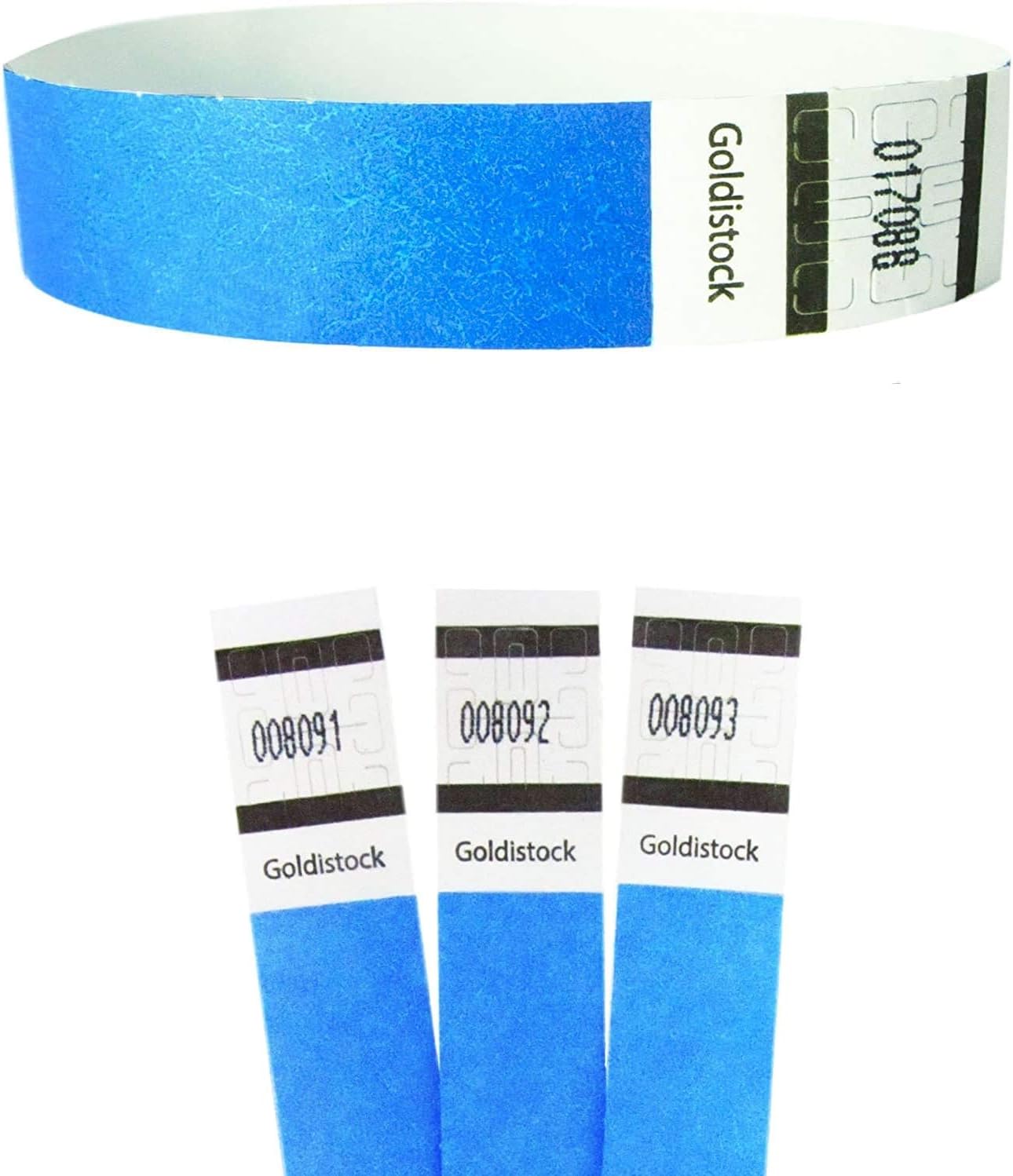 Heavier Tyvek Wristbands 7.5 Mil - Goldistock Original Series Horizon Neon Blue 200 Count - ¾” Arm Bands - Paper-Like Party Armbands - Heavier Tyvek Wrist Bands = Superior Events