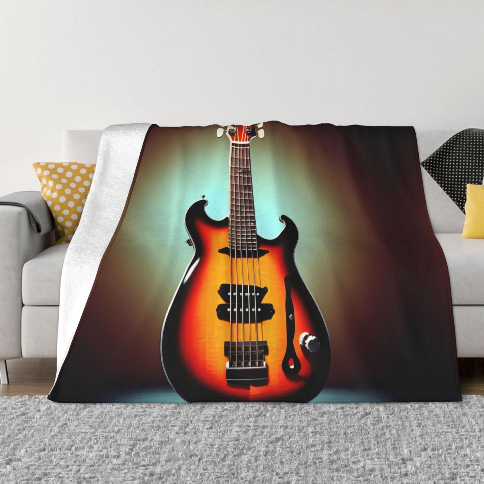 Couverture guitare basse cadeau idéal en flanelle douce pour musicien et bassiste