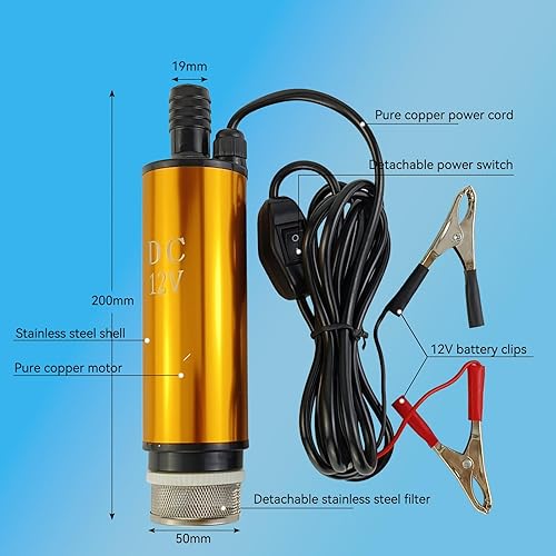 Miniatura 3 de Bomba de agua DC 12V 80W Bomba de agua 8A Bomba de transferencia de líquido de transferencia de combustible diésel para diésel, aceite, combustible