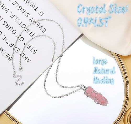 Miniatura 3 de QINJIEJIE Collar de cristal curativo, joyería de cristal curativo, piedras de cuarzo natural espiritual, piedras preciosas de cuarzo hexagonal,
