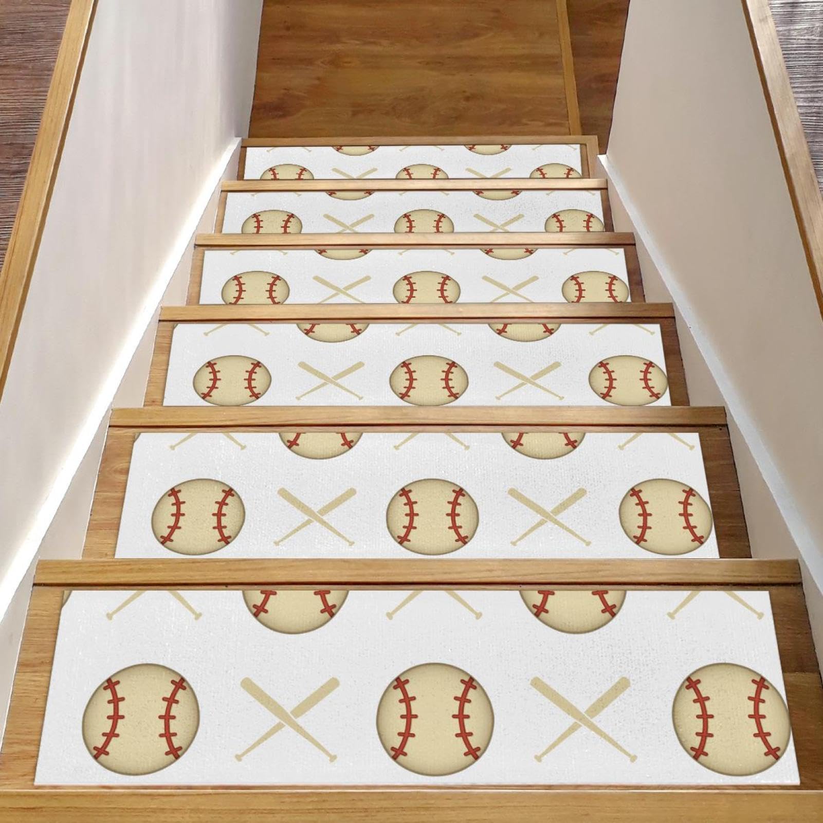 Tapis d'escalier antidérapants baseball lot de 15 marches 20x76cm