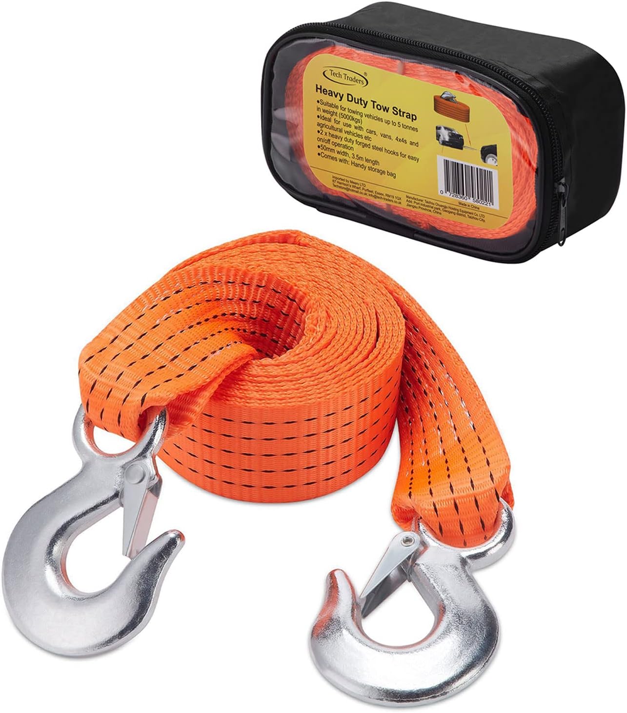 Heavy Duty Breakdown Recovery & Towing 5 Tonne Tow Belt Strap Rope (3.5m Long)