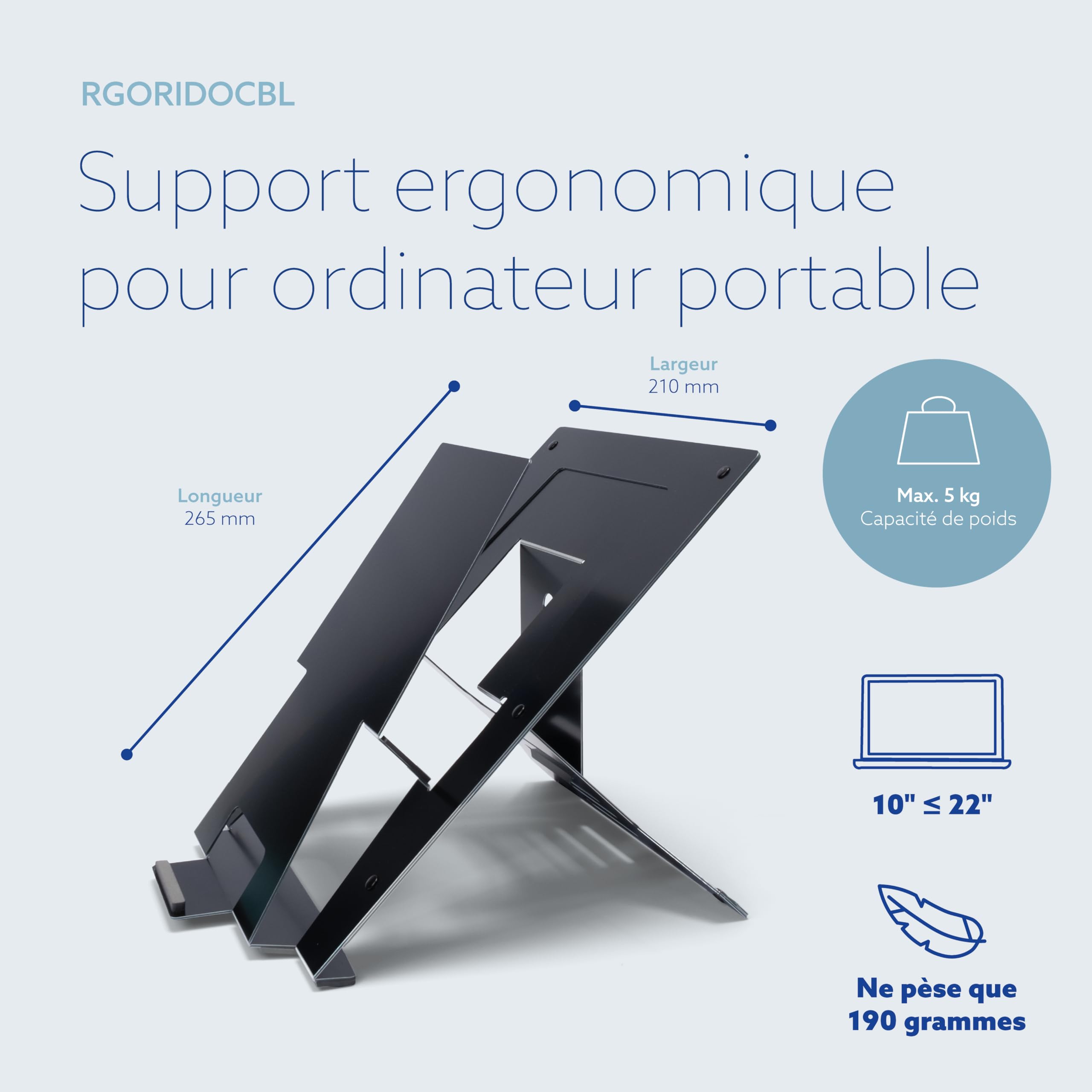 R-GO Riser Document Support pour Ordinateur Portable avec Porte-Documents, réglable pour Le Bureau ou la Maison, en Aluminium, Ultra Fin, Compatible avec Les Ordinateurs Portables de 10 à 22 Pouces,