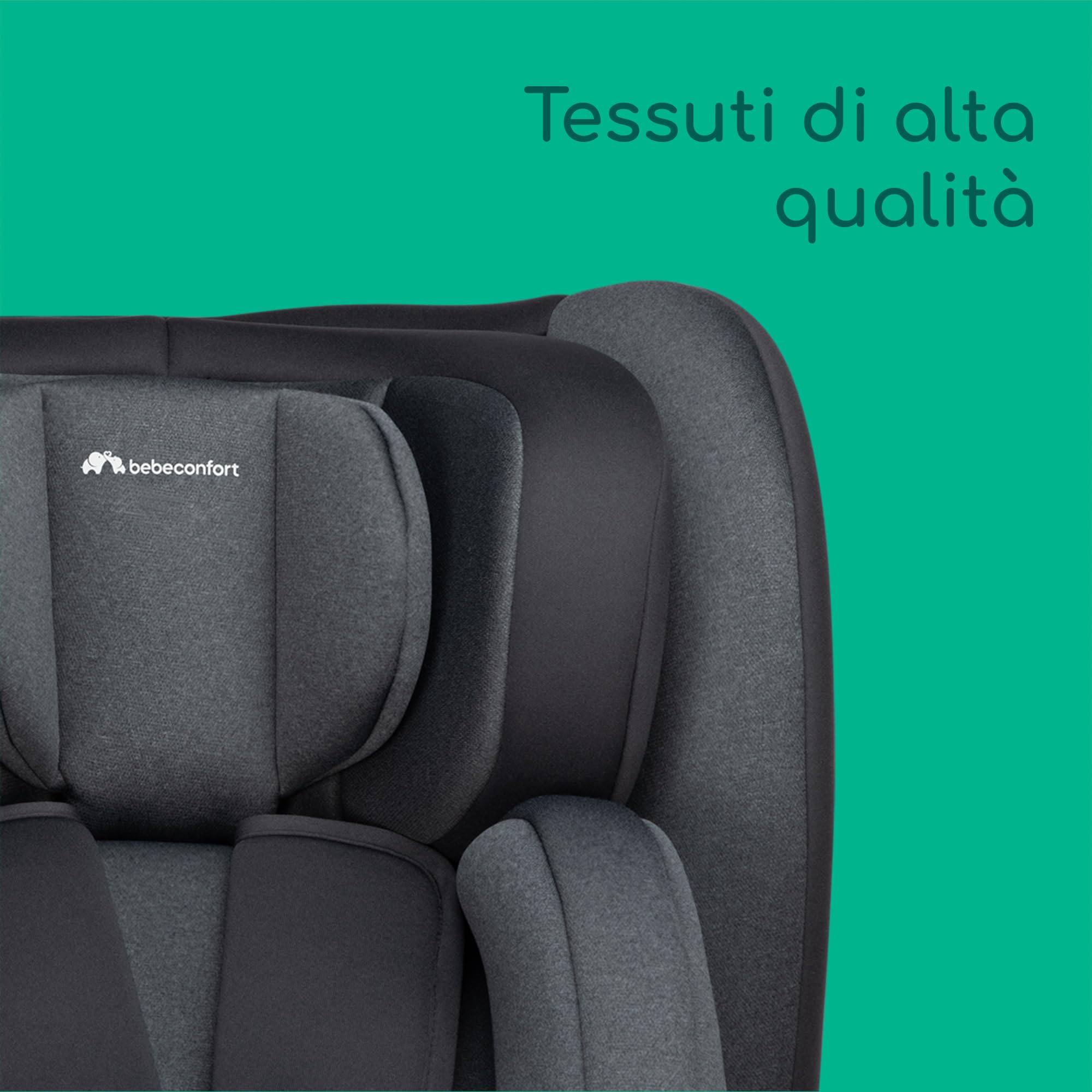 Bebeconfort EvolveFix Plus i-Size 360 Girevole, Seggiolino Auto 0-36 kg Isofix, 0-12 Anni, 40-150 cm, Seggiolino auto Reclinabile 4 Posizioni, Regolabile in Altezza, Tessuti Traspiranti, Tinted Black