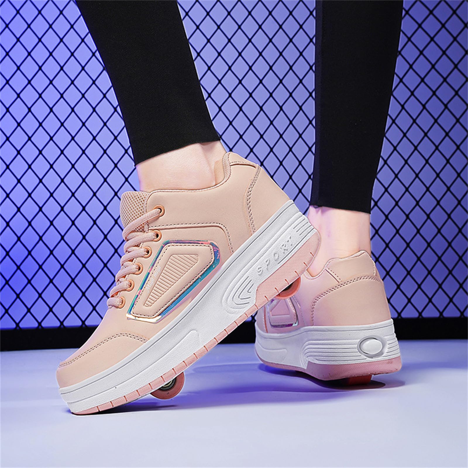 Hixingo Zapatos con Ruedas para Niños y Niñas, Patines Multiusos 2 en 1, Zapatillas Deportivas al Aire Libre Retráctil, Zapatillas de Skateboarding Niña Niño 30-42EU
