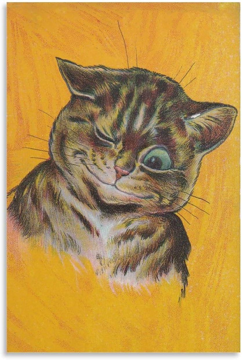 ZZYGGN GMGSW Louis Wain Poster《Playful cat》Canvas Painting Classic Louis Wain Wall Art Aesthetic Animal Prints for Home Wall Decor Picture 16x20in Unframed