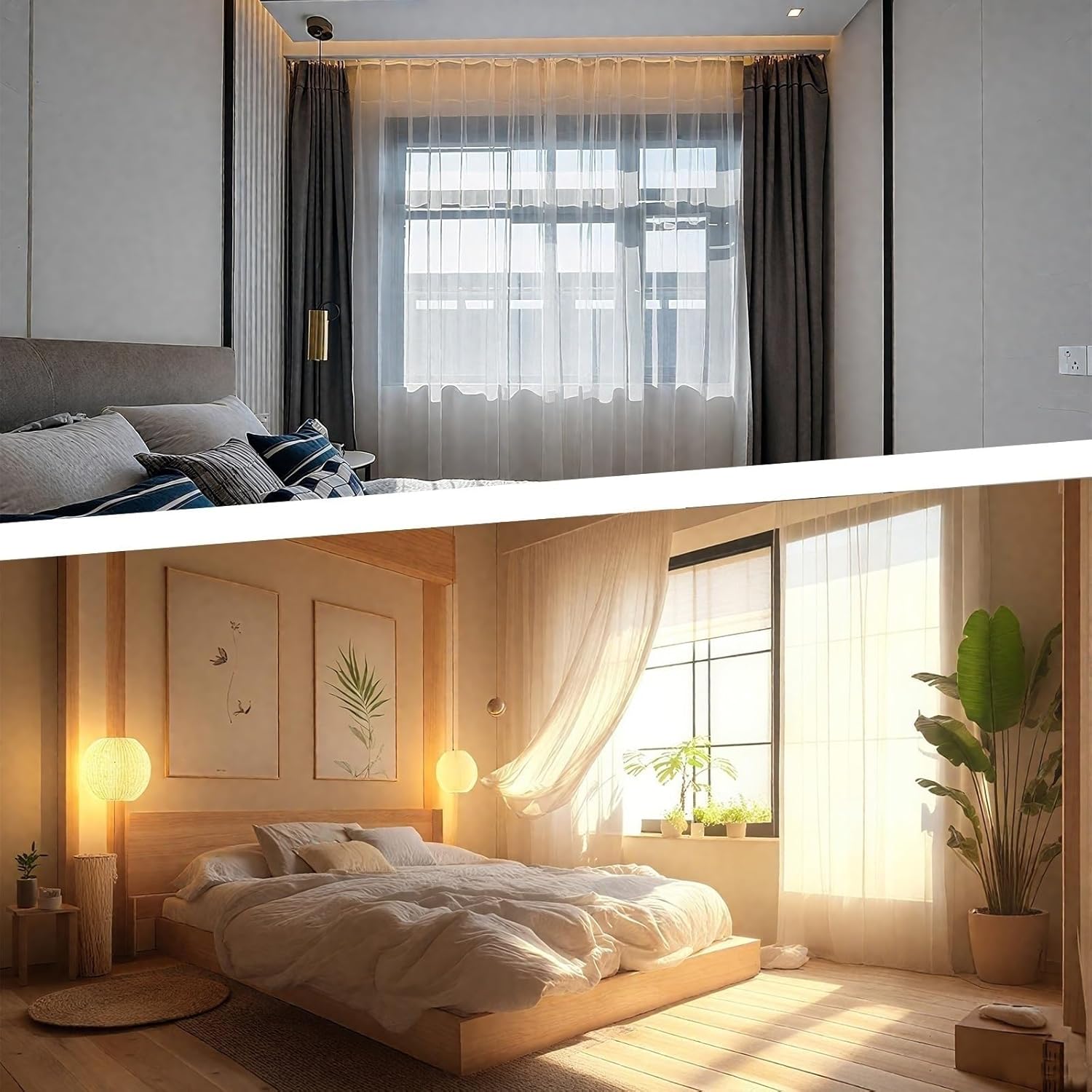 Double Curtain Rods for Windows, Roman Rod for, Aluminum Heavy-Duty Silent Rail, Sliding System with Rollers(Dark Brown)