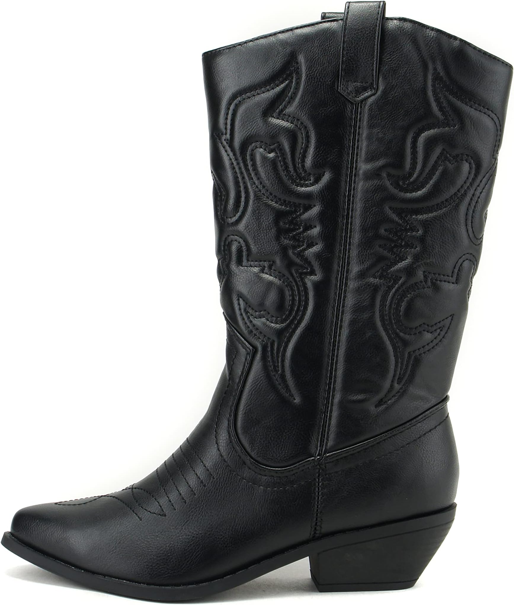 SodaRed Reno Western Cowboy Pointed Toe Knee High Pull On Tabs Boots All-White