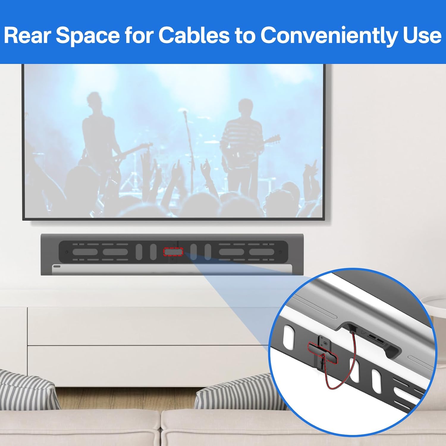 notiela Heavy-Duty Soundbar Wall Mount for Sonos Playbar Wall Mount Bracket for Space Saving - Durable Metal Mounting Bracket for Sonos Playbar Mount Under or Above TV Easy to Install