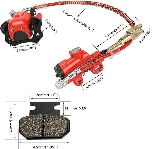 Miniatura 3 de FVRITÓ Conjunto de pinza de cilindro maestro de freno trasero para 50cc 70cc 90cc 110cc 125cc Taotao Boulder B1 Coolster 3050HD 3050C 3125R Peace