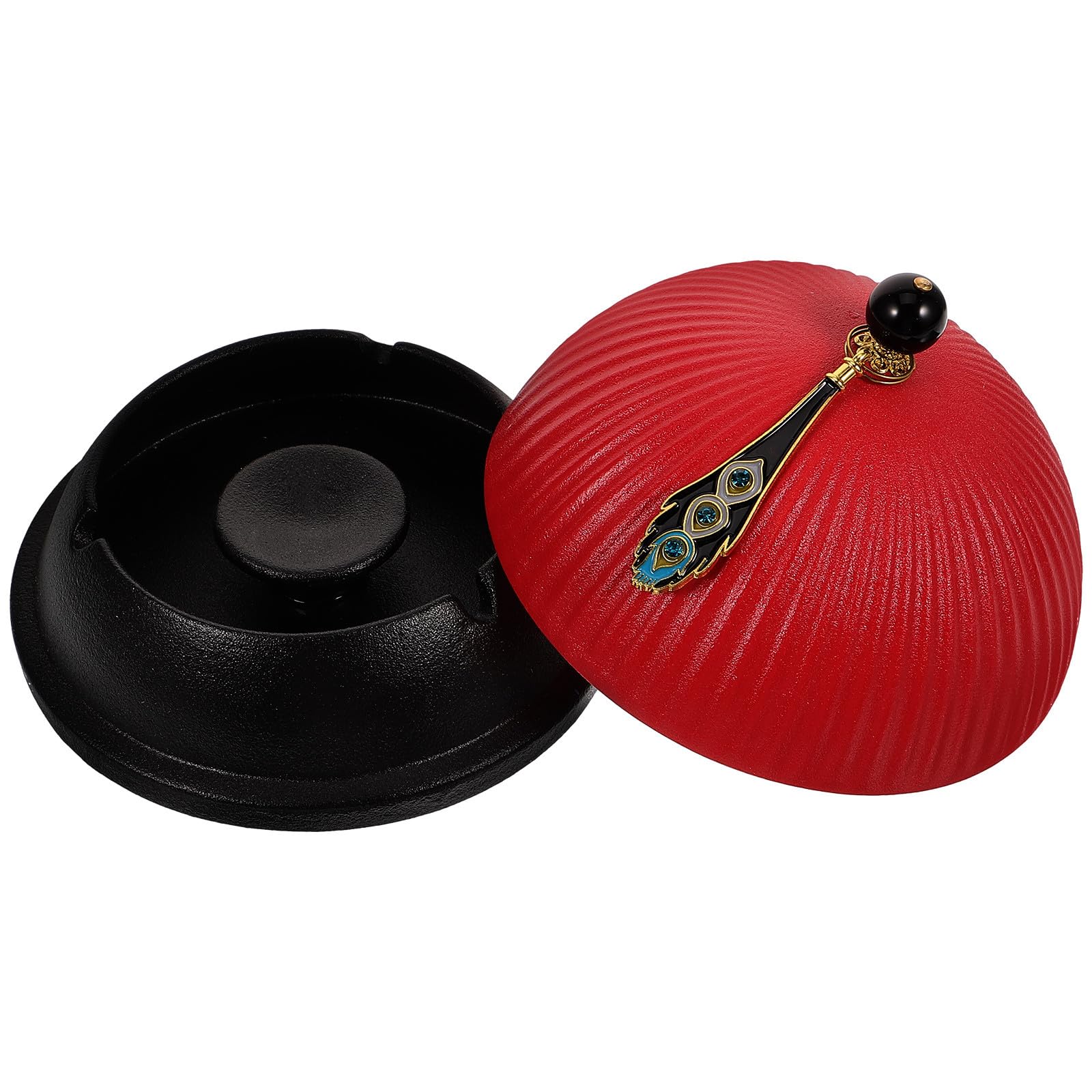 Posacenere da Tavolo in Ceramica Rosso, Piccolo Design Decorativo | Tavolo e Ufficio, Superficie Resistente All'usura, Facile da Pulire, Stile Delicato