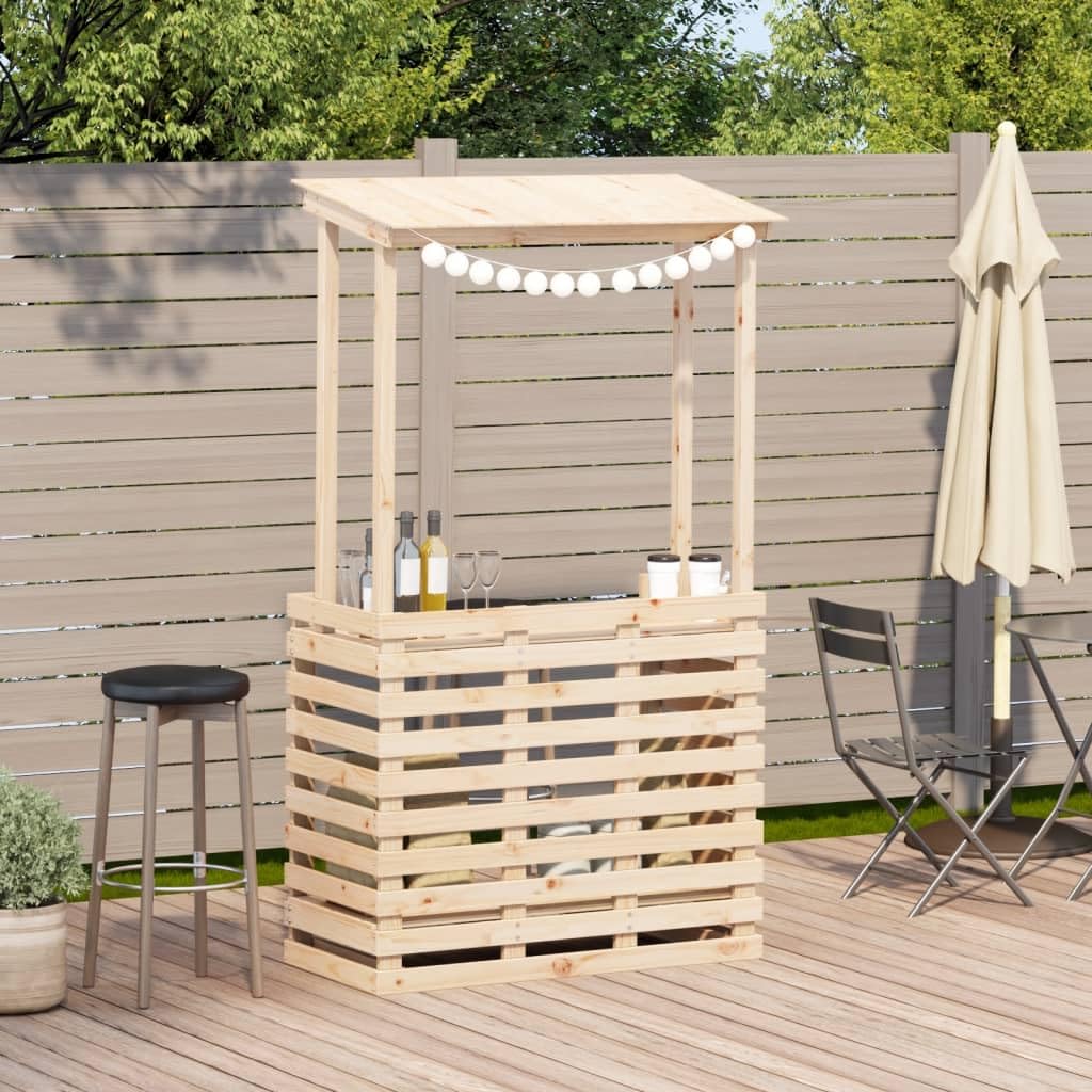 HUAKEHOM Gartenbar Gartentheke mit Dach Ablage Bartisch Stehtisch Tresentisch für Garten Theke Bar Tresen Gartenmöbel 112,5x57x195,5 cm Massivholz Kiefer