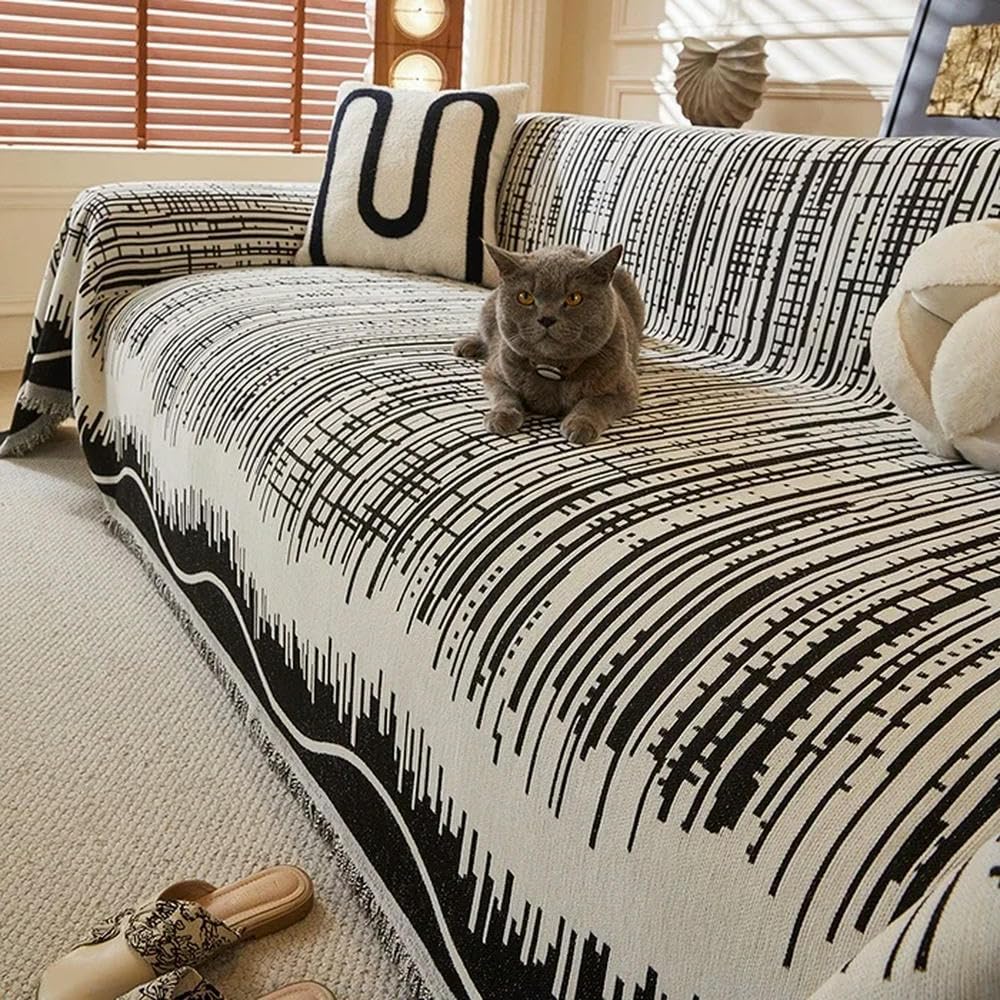 Couverture de canapé anti-rayures pour chats en tissu chenille respirant