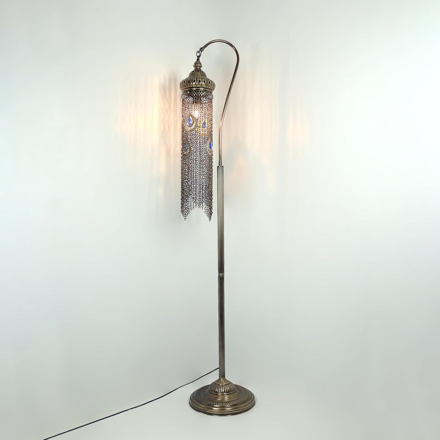 Boho Turkish Floor Lamp - Unique Tall Standing Lamp for Living Room & Bedroom - Mid Century Modern Floor Lamp - Stylish Boho Lamp-Moroccan Lamp Chain Figure-Midcentury