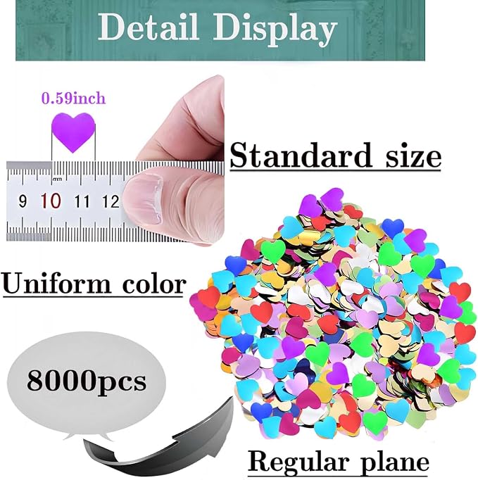 Confeti Metálico Corazón Arcoíris 8000 Piezas 60g miniatura 3