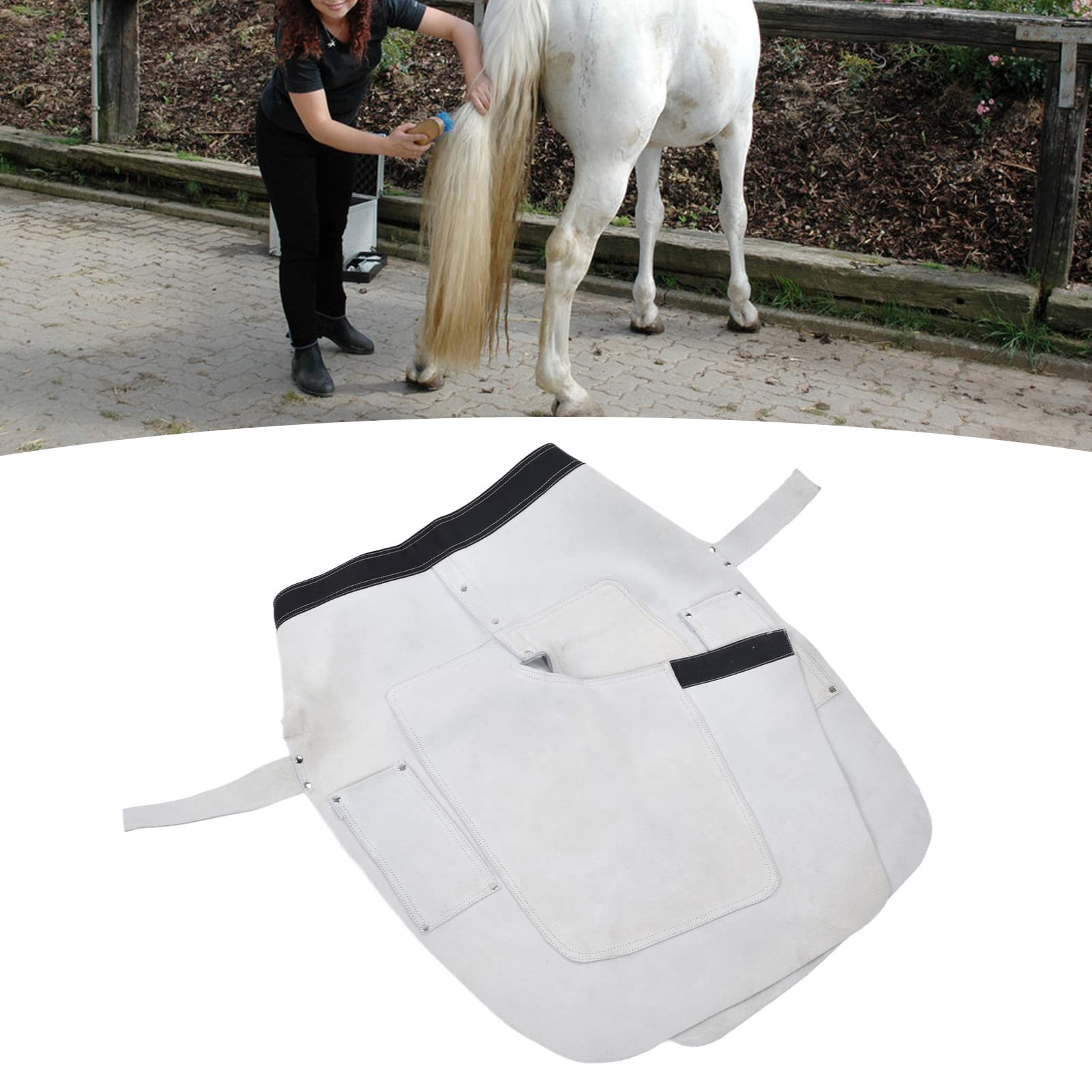 flexman A Grembiule da Scarpe, Grembiule per Boccone Regolabile per Grembiule per Grembiule per Cuoio in Pelle di Mucca con 2 Tasca per Rafforzare