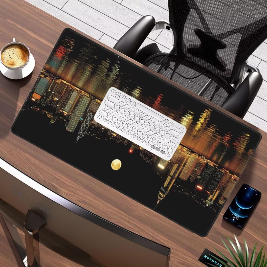 Alfombrilla Ratón XXL 1000 x 500 mm,Oro Alfombrilla de Ratón con Base de Goma Antideslizante,Alfombrilla Escritorio Impermeable Alfombrilla Ratón Desk Mat,Mouse Pad para Gamers,Oficina Nueva York gq33