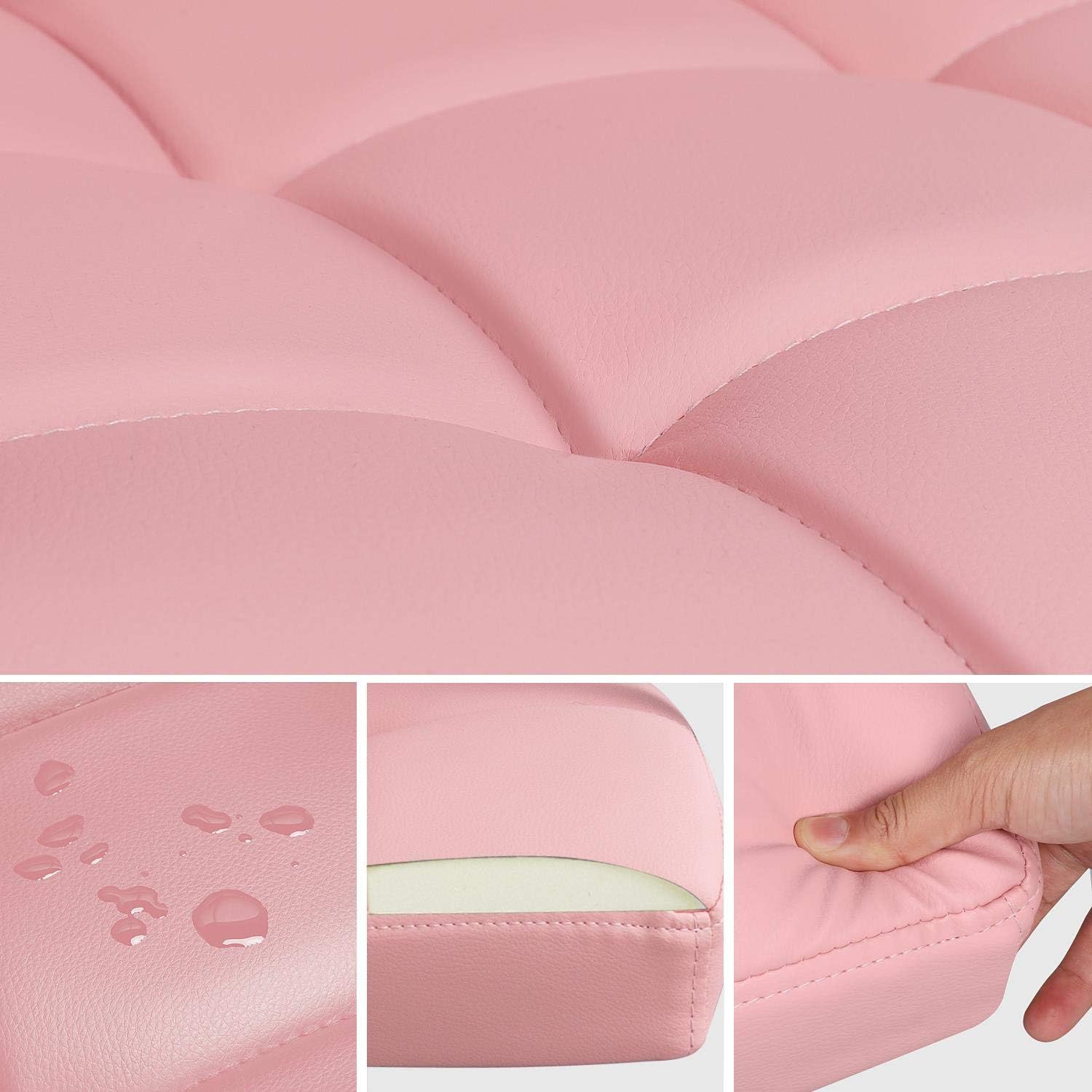Close-up of PU leather surface showing water resistance and foam cushioning