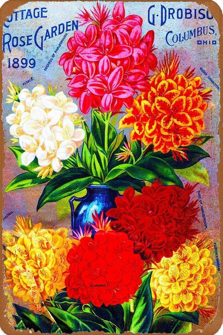 バラ　ビンテージ看板 Amazon.co.jp: レトロな金属のサイン 1899 gのdrobichコテージローズ