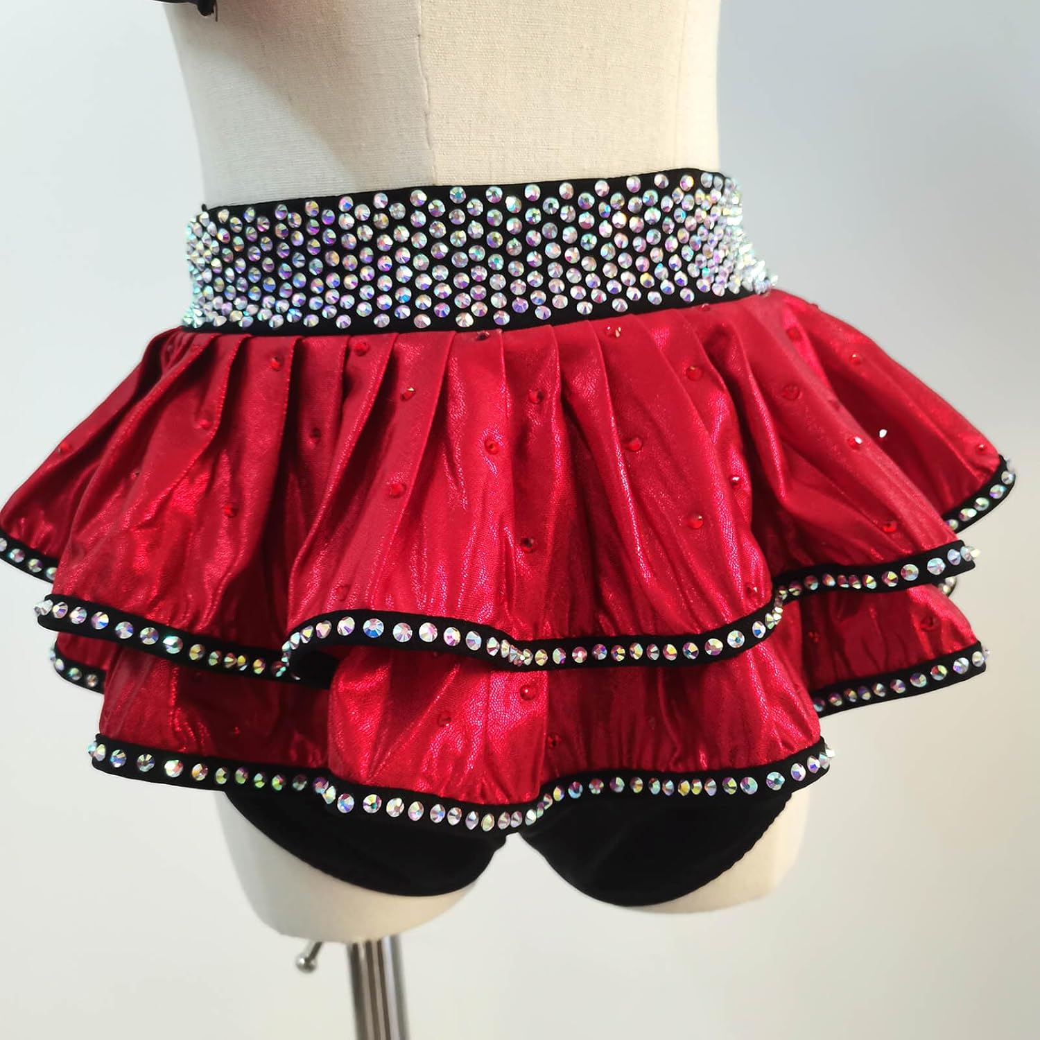 Girls' Red Lyrical Dance and Modern Dance Pole Dance Performance Competition Costume