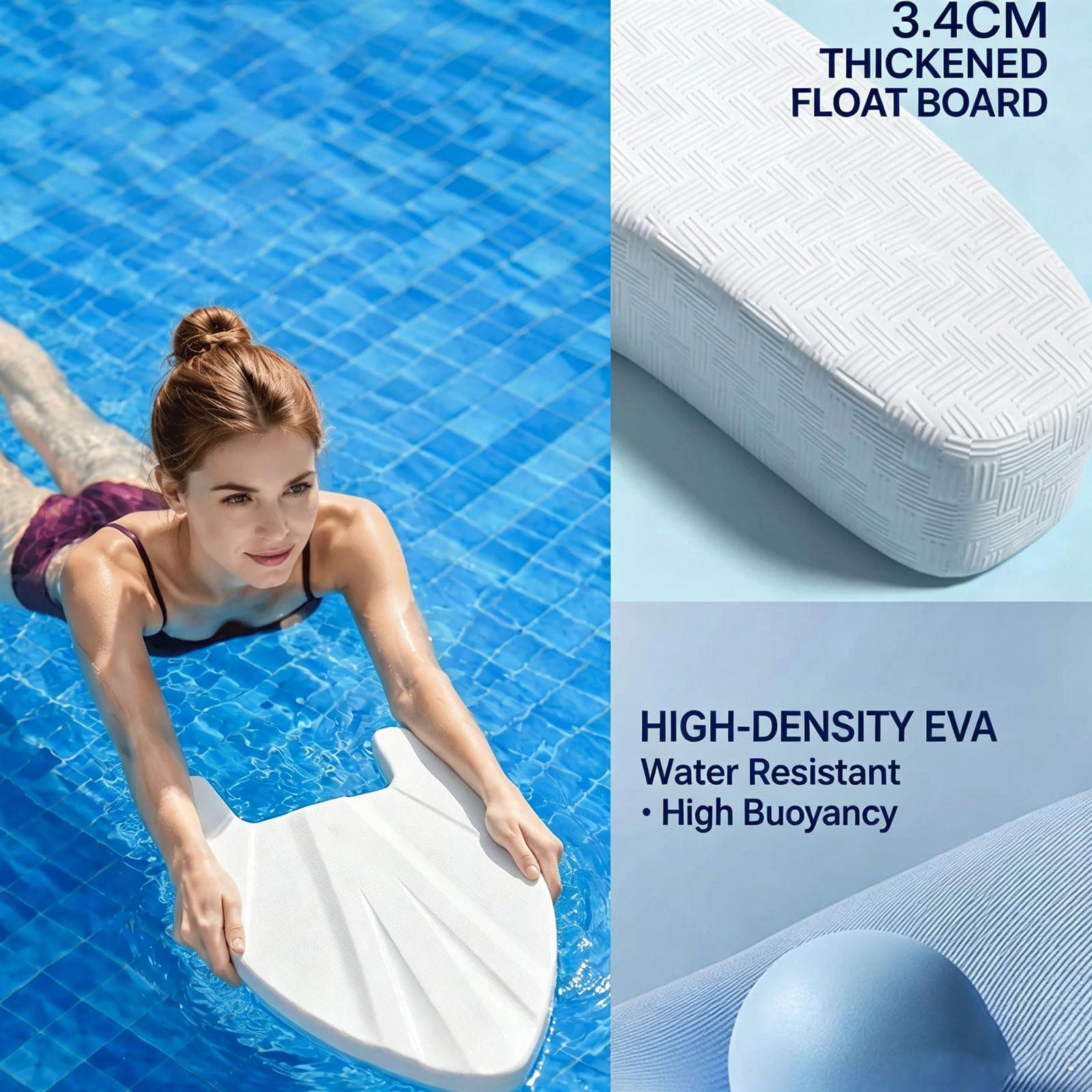 2 Pezzi Tavola da nuoto unisex Galleggiante di Nuoto in schiuma EVA Kickboard da Nuoto con Manico Alta galleggiabilità Accessori Nuoto Allenamento per principianti ed esperti,piscina e mare