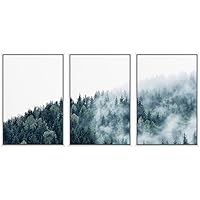 SIGNWIN 3 Piece Framed Canvas Wall Art Misty Forest Nature Wilderness Photography Abstract Contemporary LandscapeCanvas Prints Home Artwork Decoration for Living Room,Bedroom - 16