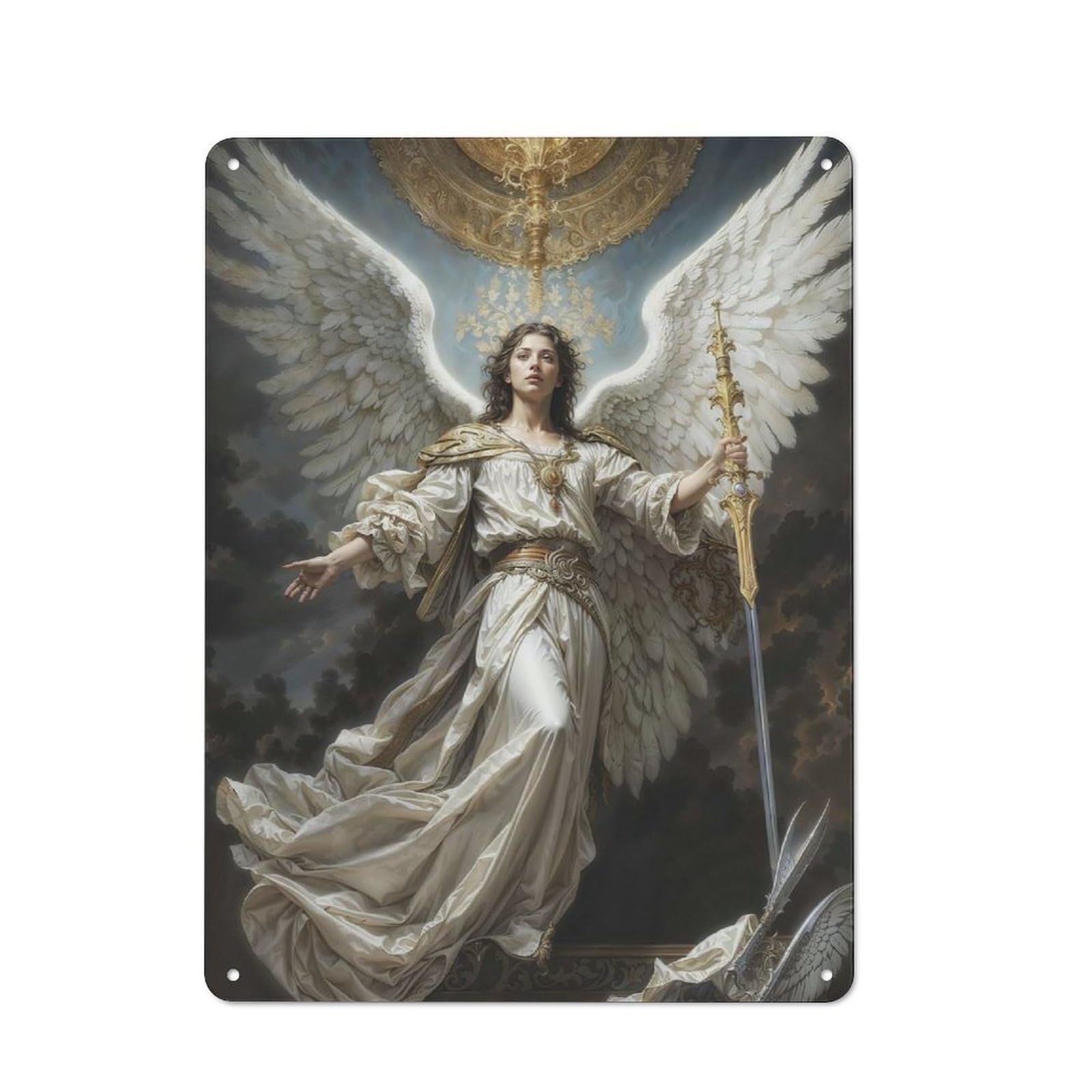 Archangel Clean Industrial Metal Wall Decor 40x30cm, Decorative Metal Plaque for Workspace, Cafe, Hallway Or Garage