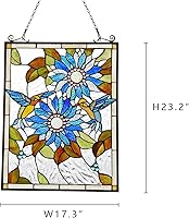 Vista 2 de Capulina Paneles de vidrieras para colgar ventanas, girasoles y pájaros, estilo Tiffany, artesanías de arte tradicional para decoración del hogar