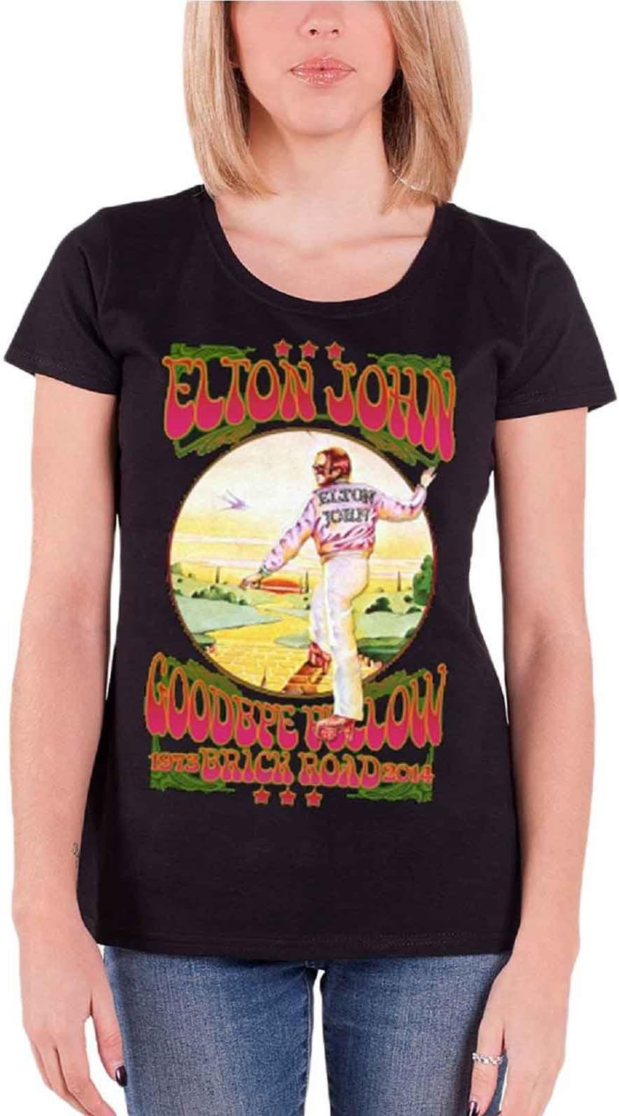Elton John T Shirt Goodbye Yellow Brick Road Official Womens Black Junior Fit