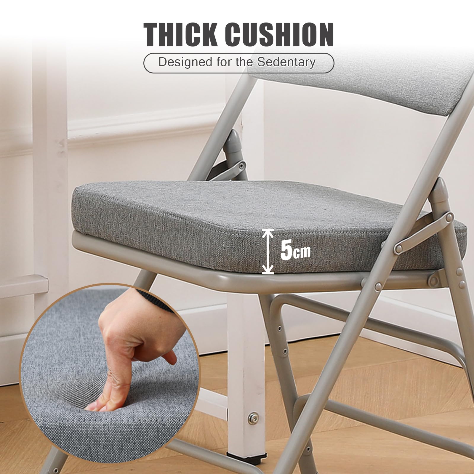 Chaise Pliante intérieure rembourrée, Gris, 1 Pièce