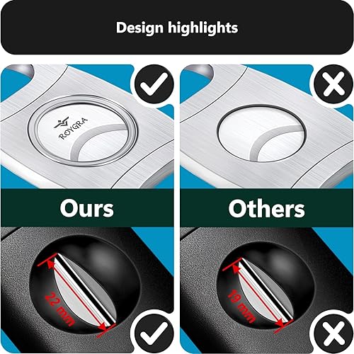 Miniatura 5 de roygra Juego de cortador de puros, guillotina, corte en V para todos los tamaños de puros, ponche de puros, paquete de 3 (verde)