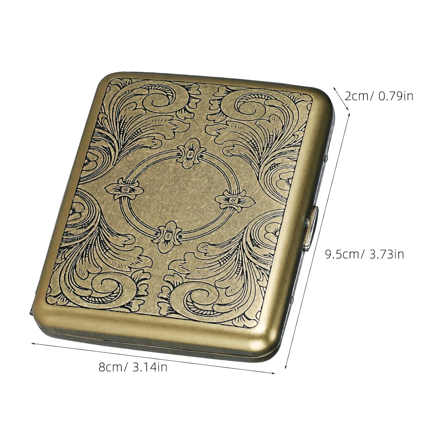 Toddmomy 2Pcs Retro Metal Case for 20 Cigarettes: Retro Floral Pattern Bronze Cigarette Tin for Men Women Smokers, Waterproof & Shockproof Slim Design