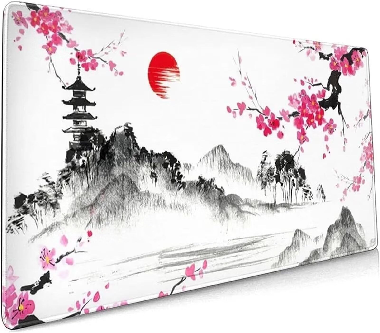 Tappetino Mouse Gaming 1200x600x2mm Tappetino per Mouse Grande XXL Confortevole Lavabile Antiscivolo Tappetino Scrivania Supporto per Computer PC e Laptop - Paesaggio Ciliegi In Fiore