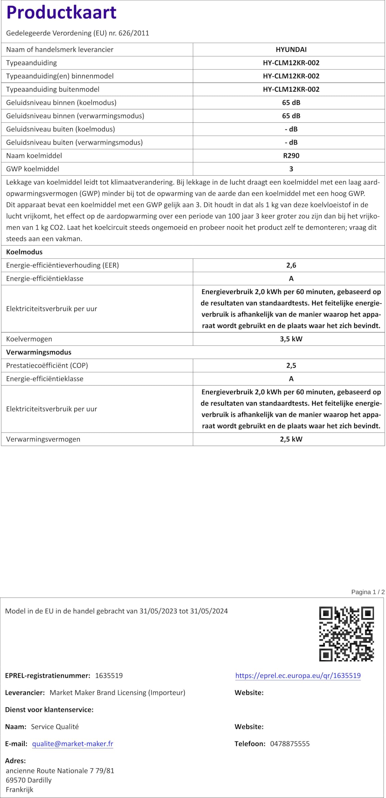Hyundai, Climatiseur Mobile 14000 BTU Réversible Chaud Froid Classe A - Blanc, Système Auto-Évaporation, Silencieux ≤65dB, Télécommande, 24h Minuterie, 20-28m², 2 ans Garantie