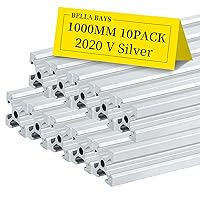 Vista 32 de BELLA BAYS 4 piezas de perfil de extrusión de aluminio ranura V de 15.75 pulgadas 400mm 2020 estándar europeo anodizado plateado guía de riel lineal