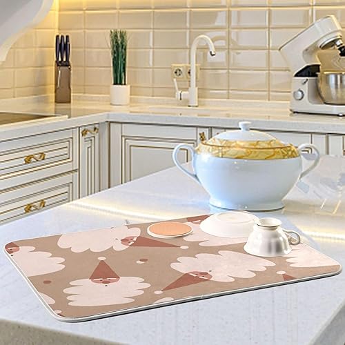Miniatura 6 de Santa Claus Head Drying Dish Mat Dish Draining Mat For Kitchen Counter Dish Drainers Mat Tapete Para Cocina 16'' x 18''