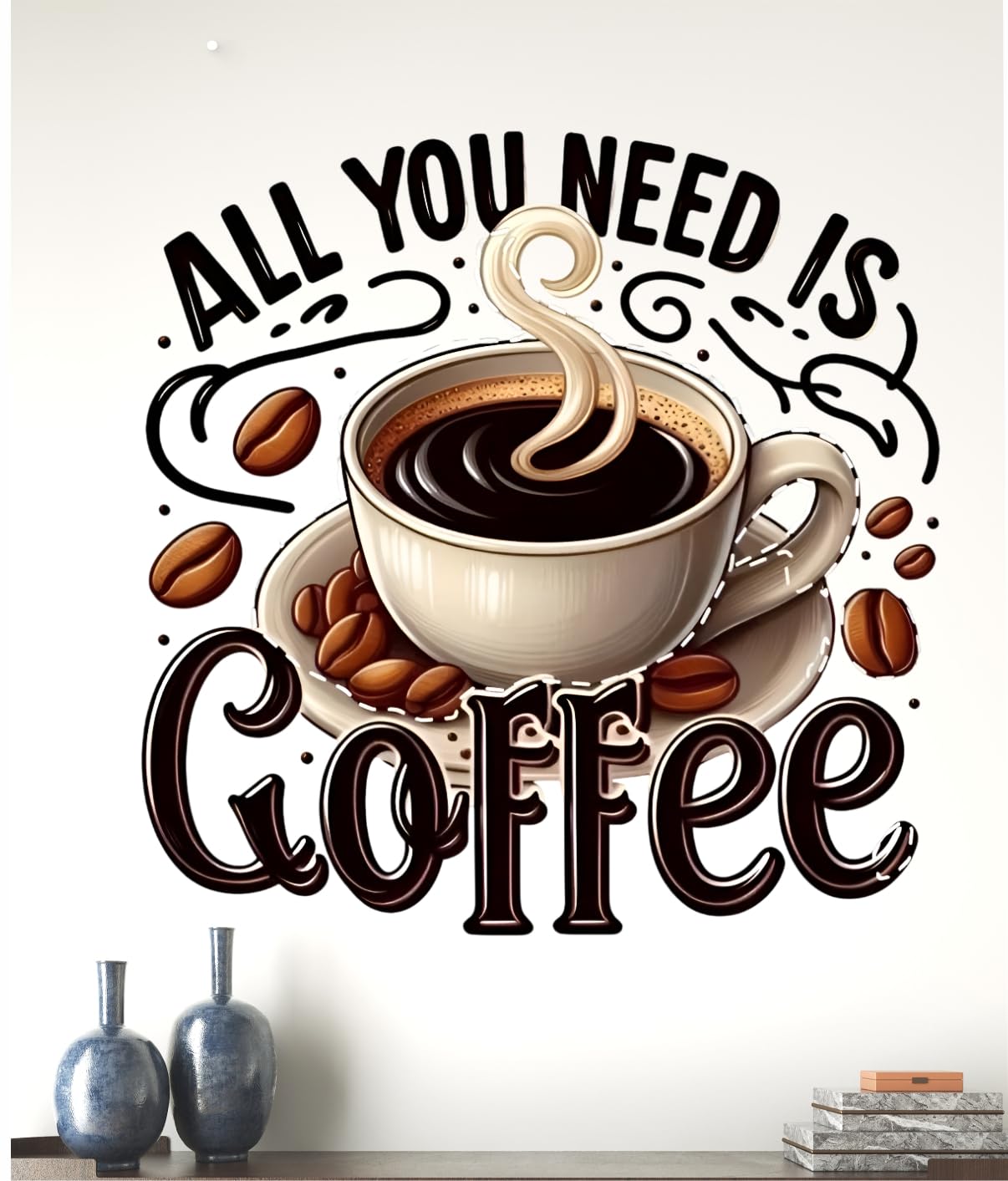 Cafe Restaurant Wall Stickers Coffee Quotes Kitchen Wall Decor Vinyl Peel and Stick Removable Wall Decals for Cafe Shop Kitchen Home Decoration (tz151, 30cm x 30cm)-image-34