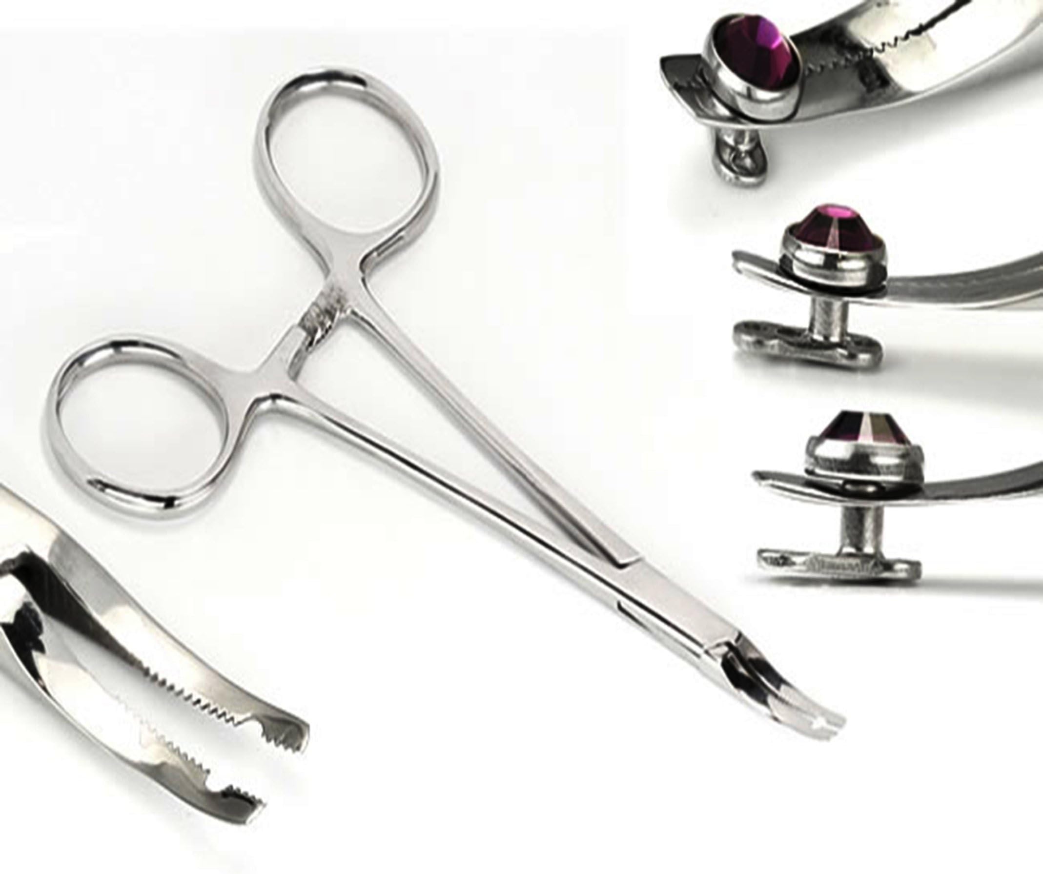 Dermal Anchor Forceps Tool 6.5 Inch Professional Dermal Anchor Holding Tool Surgical Steel Body Piercing Forceps Hemostat Clamp Tool Surface Anchor Holder Pliers