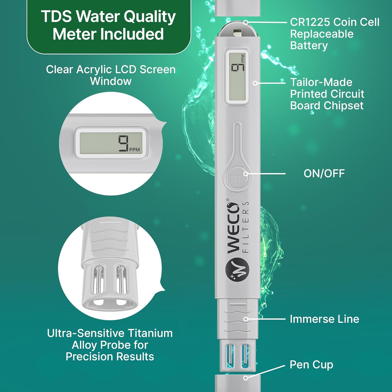 WECO PDI-1025 Color Changing Deionizing Mixed Resin - Replacement Refill Cartridge - TDS Filtration for Aquariums with Economy Housing Kit - 2-1/2" x 10"