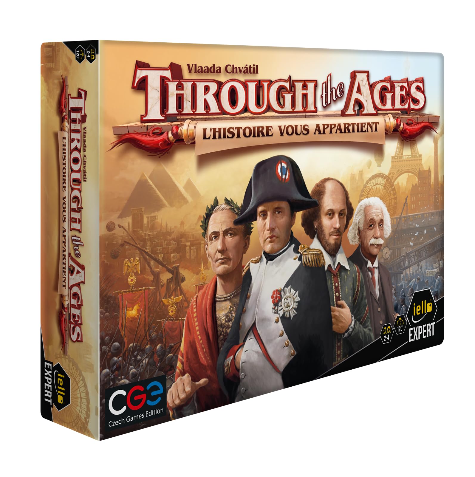 Iello Expert - Through The Ages – Jeu de Civilisation & Gestion – De l'Antiquité aux Temps Modernes – Dès 14 Ans – 2 à 4 Joueurs
