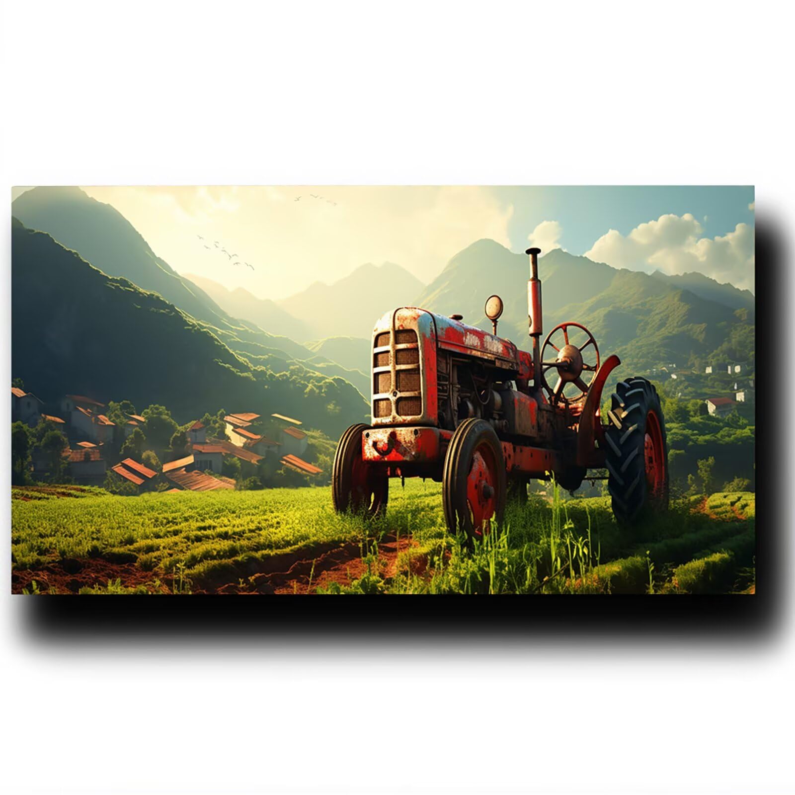 DIY Malen nach Zahlen Erwachsene Traktor Malen nach Zahlen ab 7 jahre Mädchen Landschaft Kreativ set für Erwachsene mit Leinwand Acrylfarben set und Pinsel,Bastelset zum Bemalen,Wanddeko 100X200cm 9-0