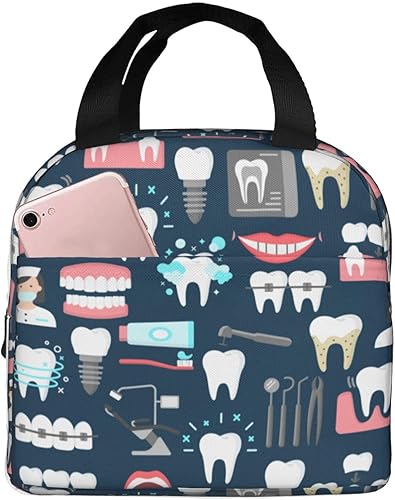 Miniatura 8 de JZDACH Bolsa de almuerzo aislada, para divertida caja de almuerzo de bulldog francés, cachorro, perro, bolsa de almuerzo multifuncional,