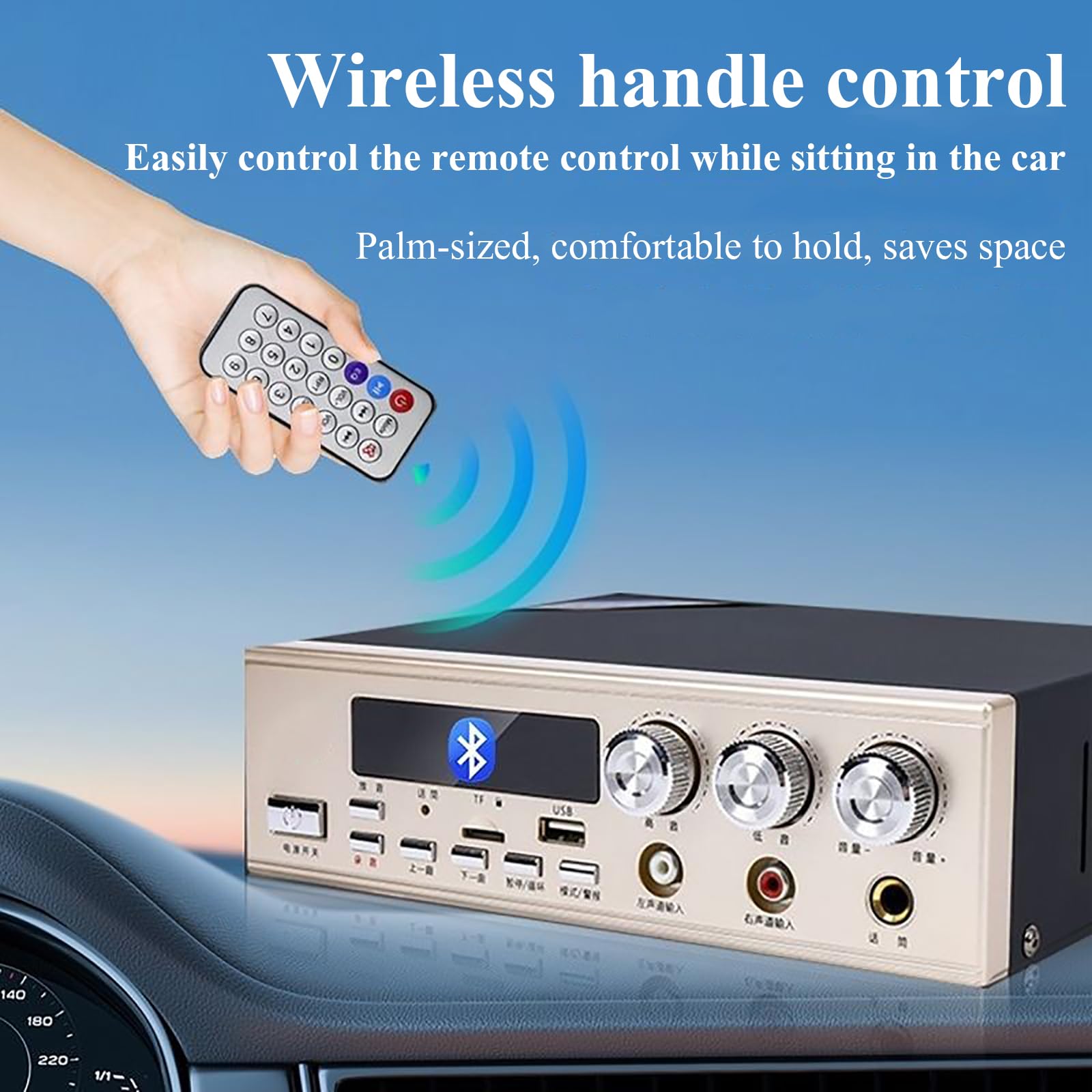 Amplificador para Coche, Altavoz Publicitario De Alta Potencia, Sonido De 360°, Compatible con Lectura De Disco TF/U, Conexión De Micrófono, Conexión BT, 4 Tweeters + 4 Woofers